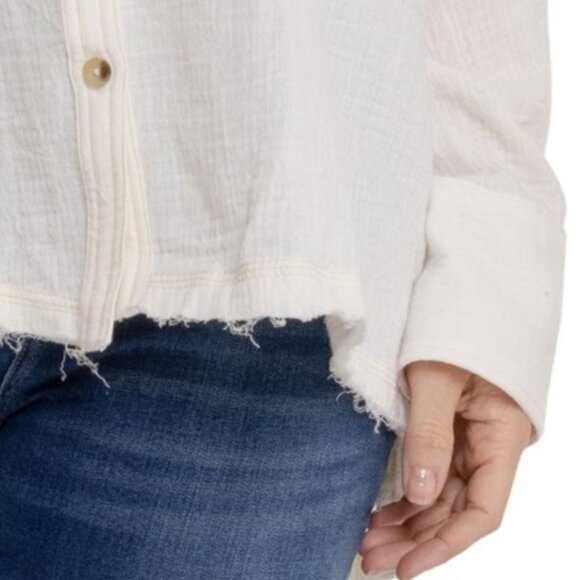 new Free People Cardiff 100% Cottone GAUZY! Button-Down Shirt Tunic 3S2 - Picture 8 of 11